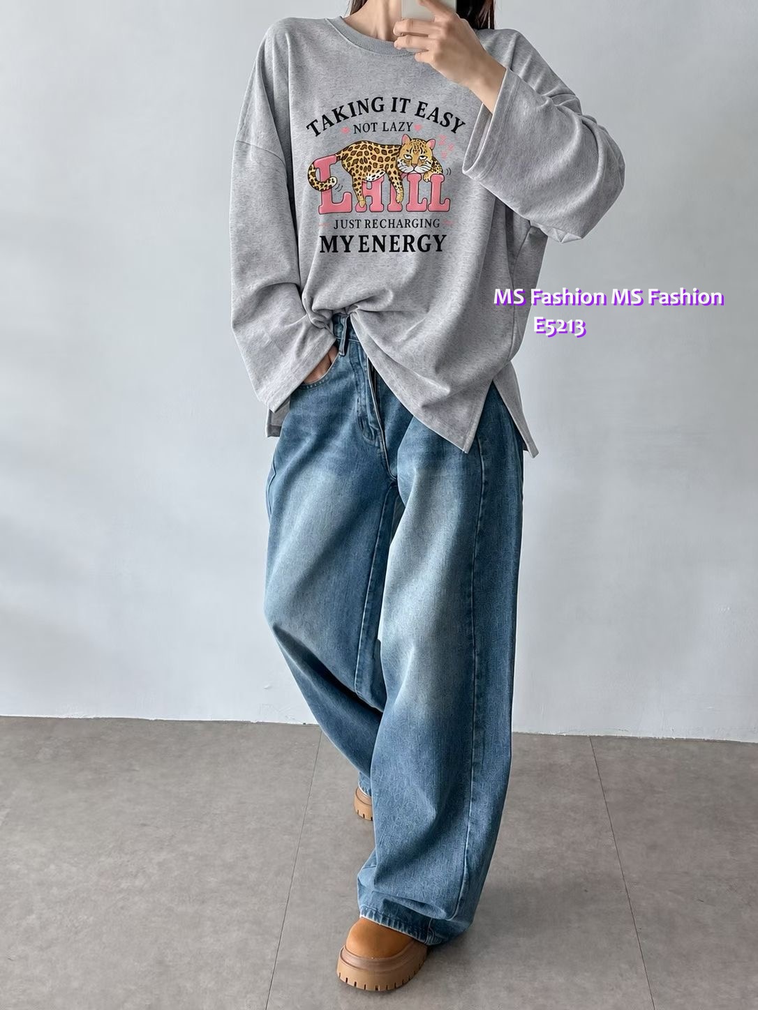E5213 可愛老虎仔oversize tee