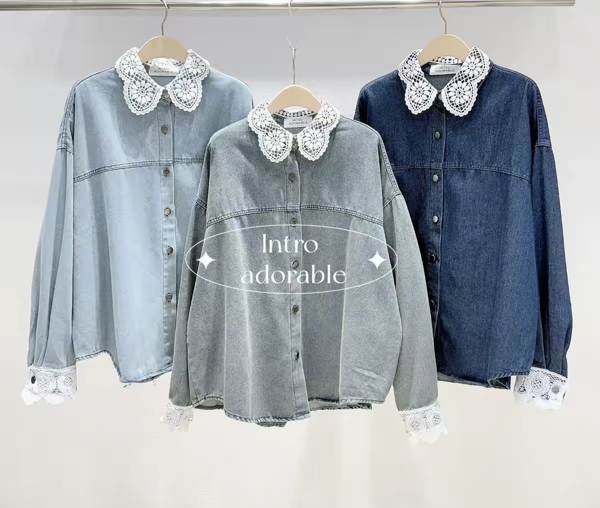 通花領牛仔Top