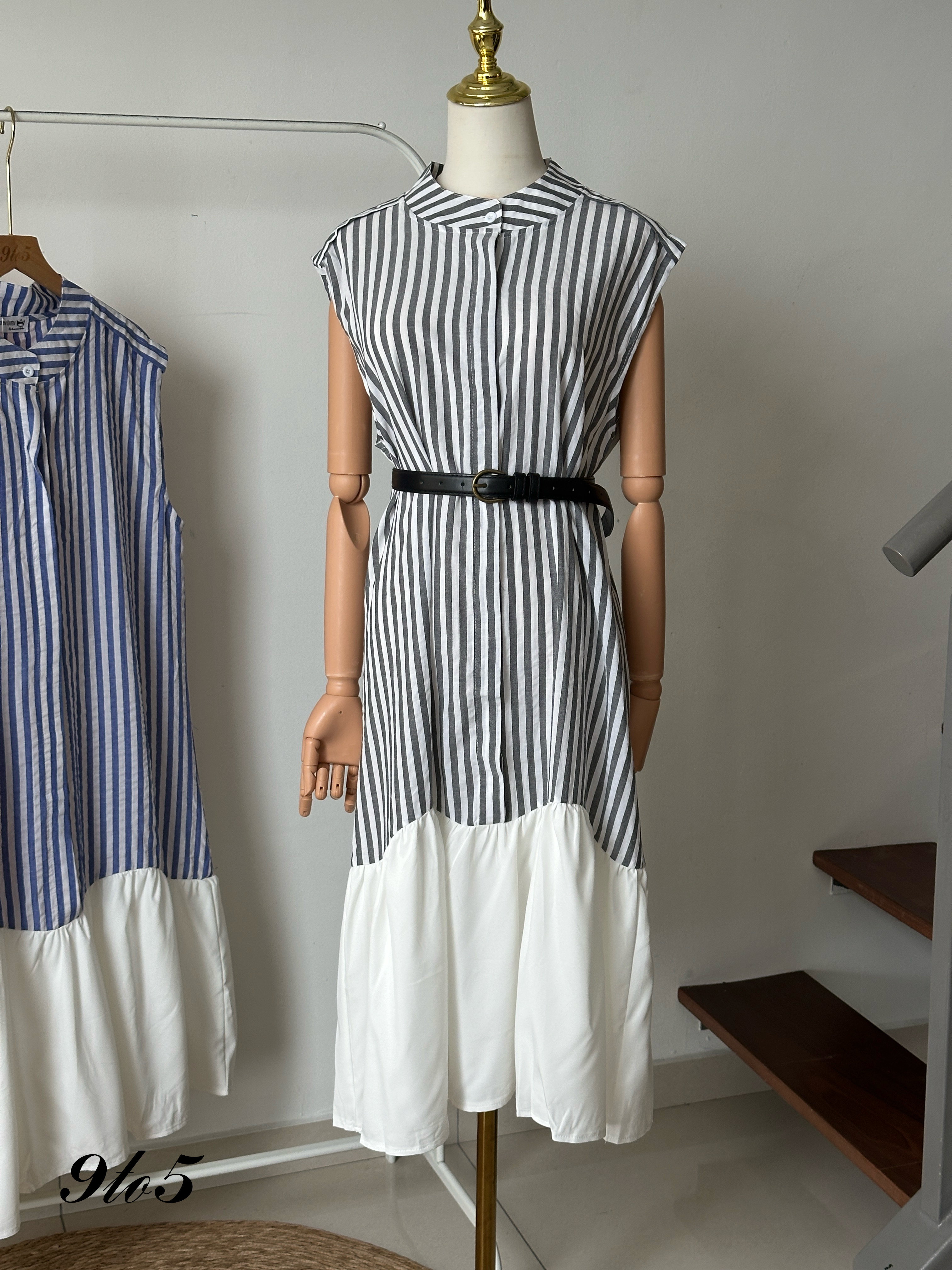 D2321 Cape Sleeve Stripe Dress - 4 Colors