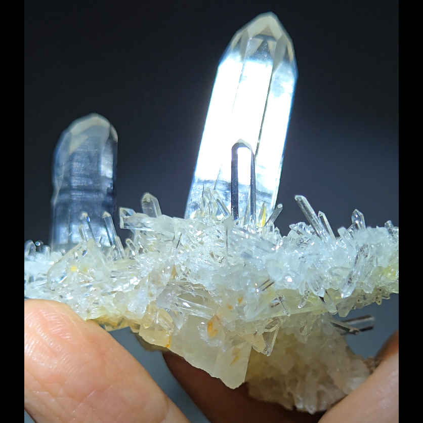 Lemurian blue smoke needle quartz cluster - LQ485