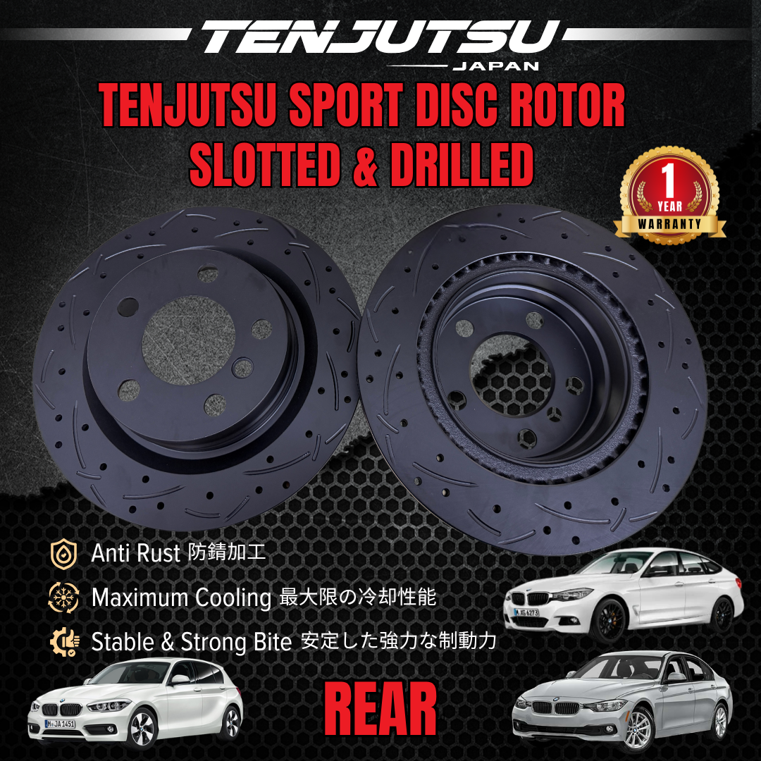 TENJUTSU Sport Front / Rear Disc Rotor (2Pcs) - Bmw 1 Series F20 / 3 Series F30 / 4 Series F34 Slotted Drilled Japan