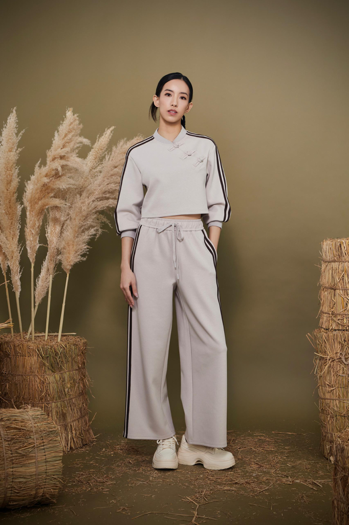 CB2793 Oriental Stripe Cropped Top
