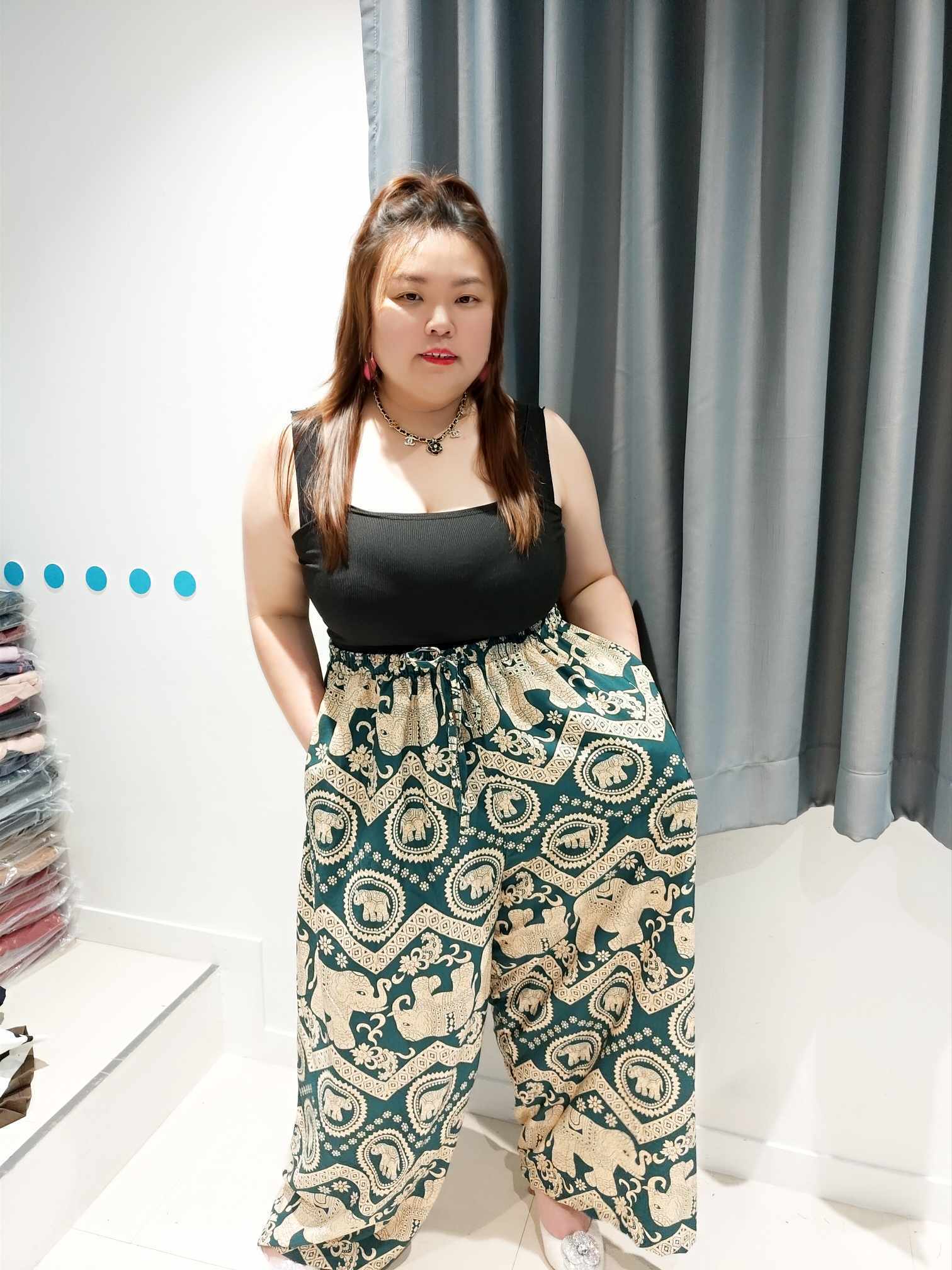 YCA10 DOC11 超大码大象图腾长裤