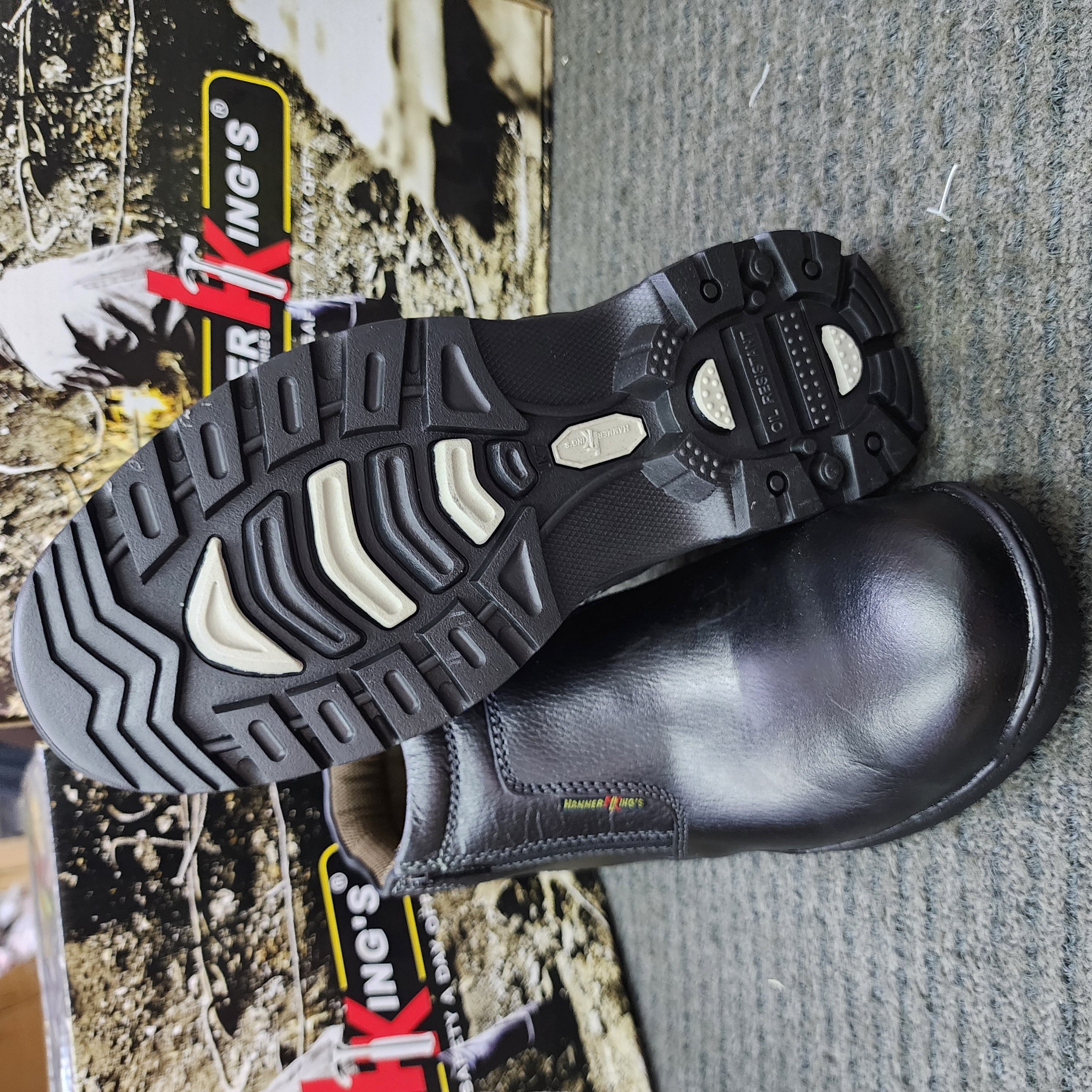 Hammer King 13009 Safety Shoes Boots Steel Toe Cap Steel Mid Plate Mid Cut Zip On Premium Quality Genuine Leather SIRIM and DOSH Approved Kasut Keselamatan