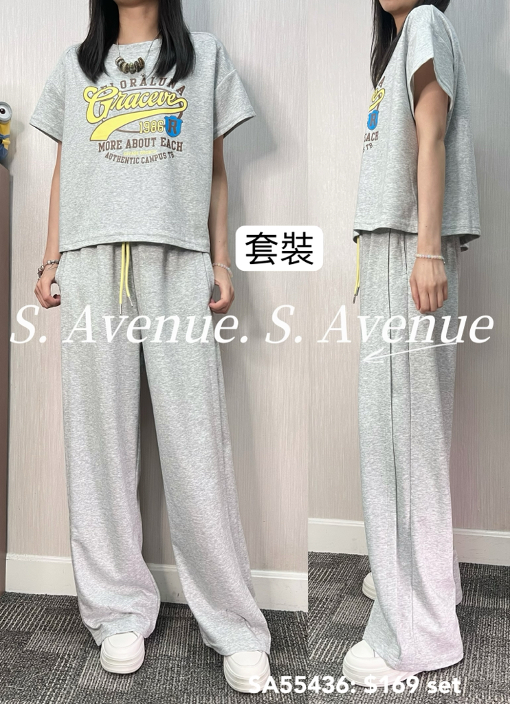 SA55436: 短袖Grace tee配橡根腰長褲套裝