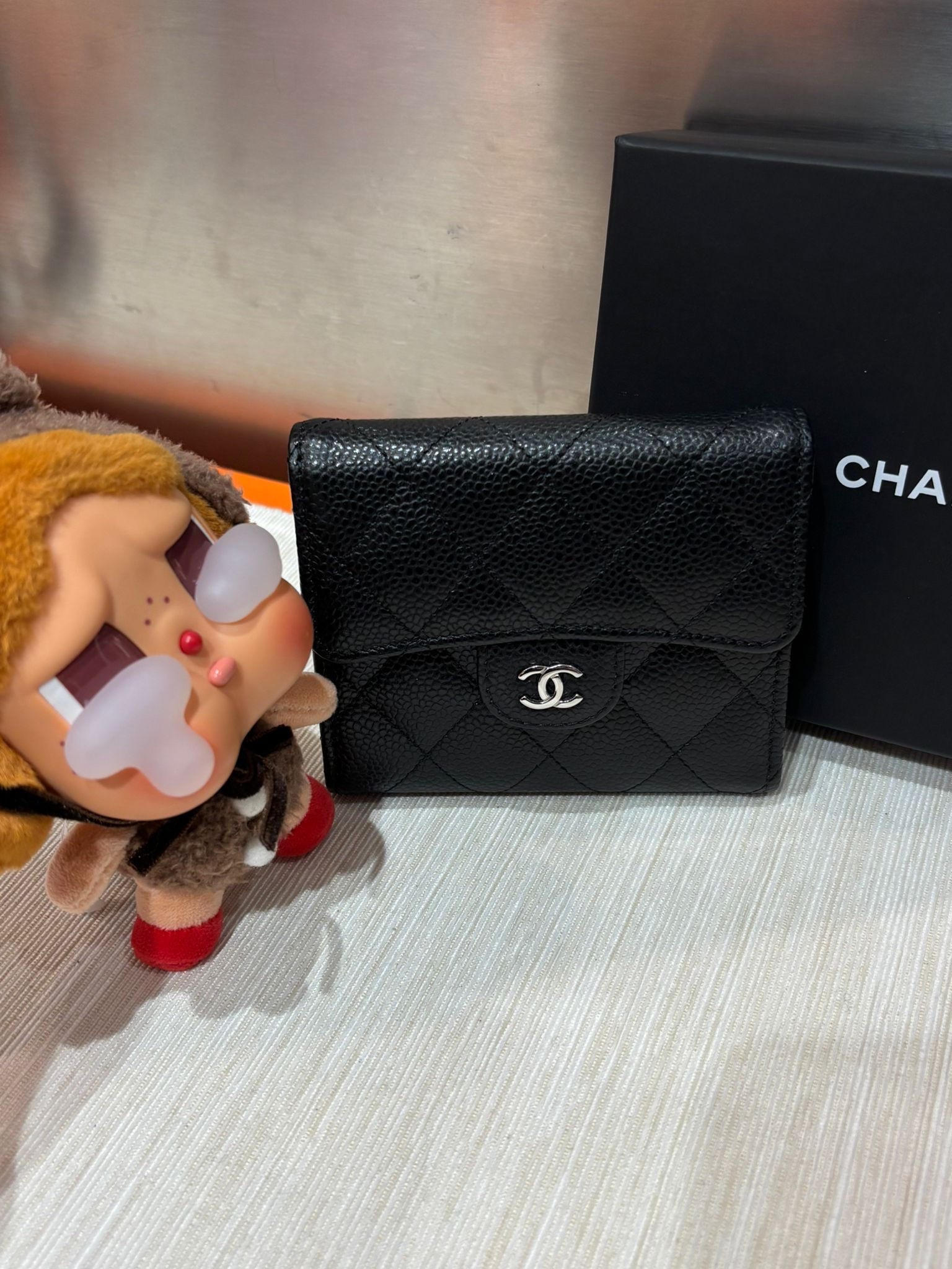 Chanel classic wallet 黑色魚子醬牛皮銀扣經典短銀包100%Authentic,98%new  ✅新款晶片貼✅Dust bag✅ box