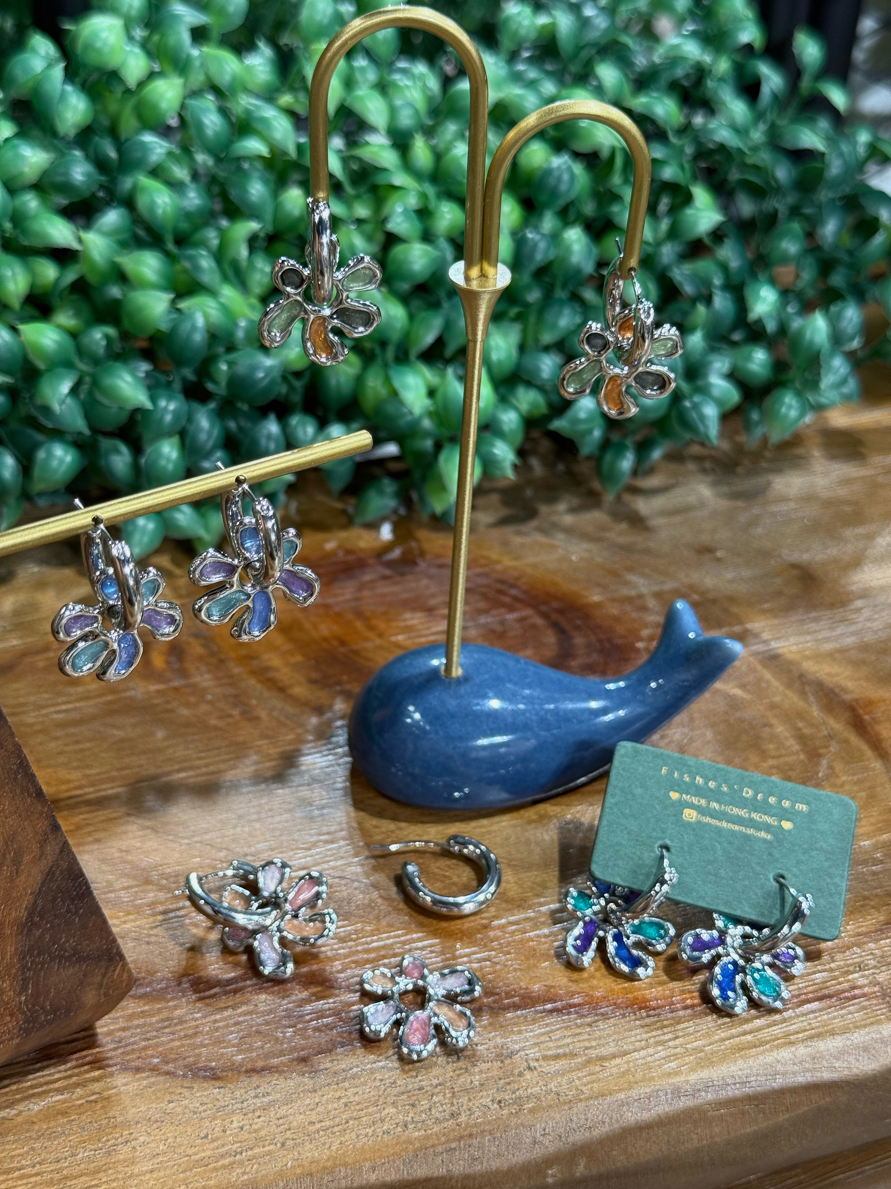 花影雙生 Bloom Duo Hoop Earrings | 兩用耳圈款垂墜耳環