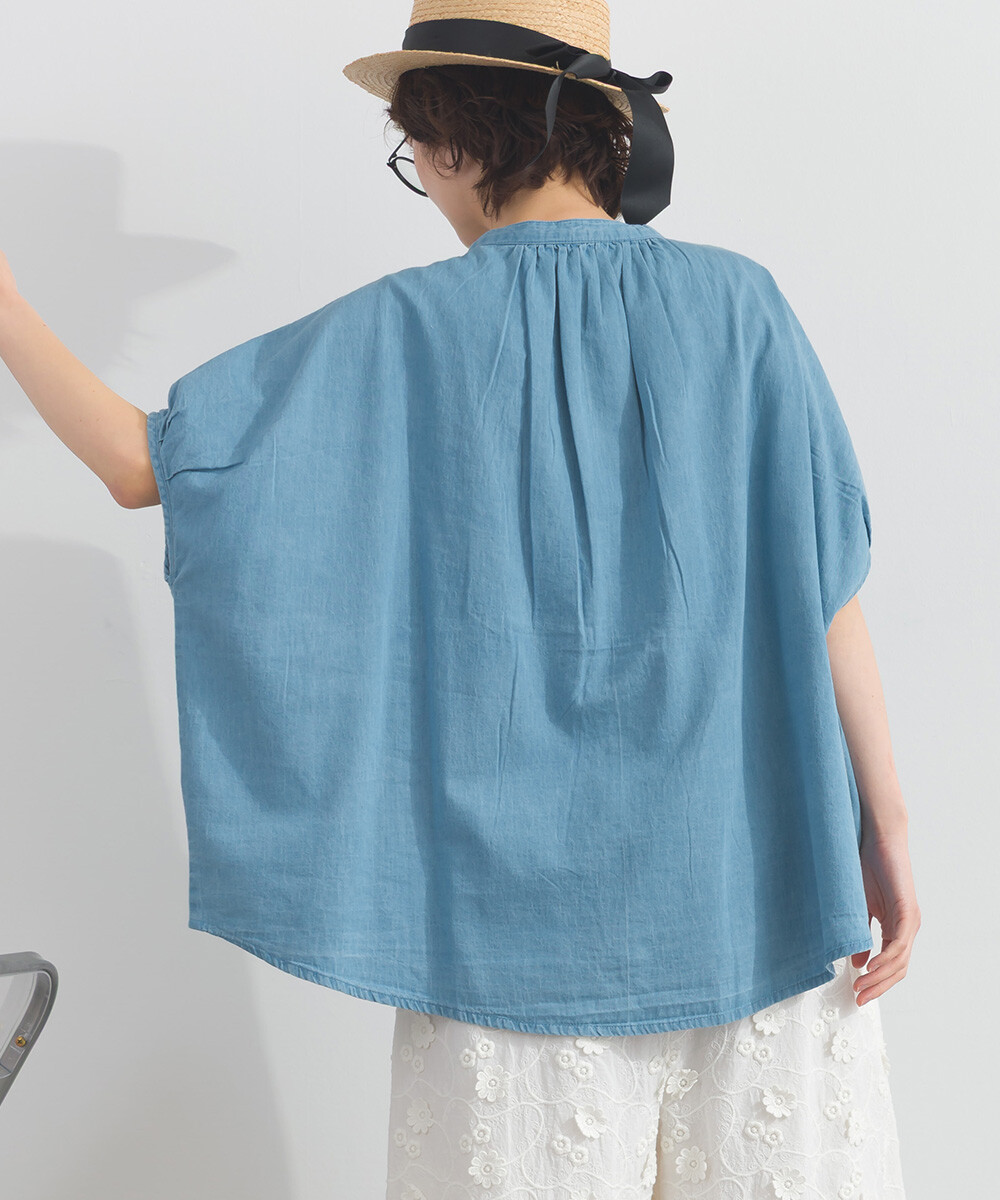 LP - 印度棉質鈕扣牛仔布襯衫 (淺藍色)