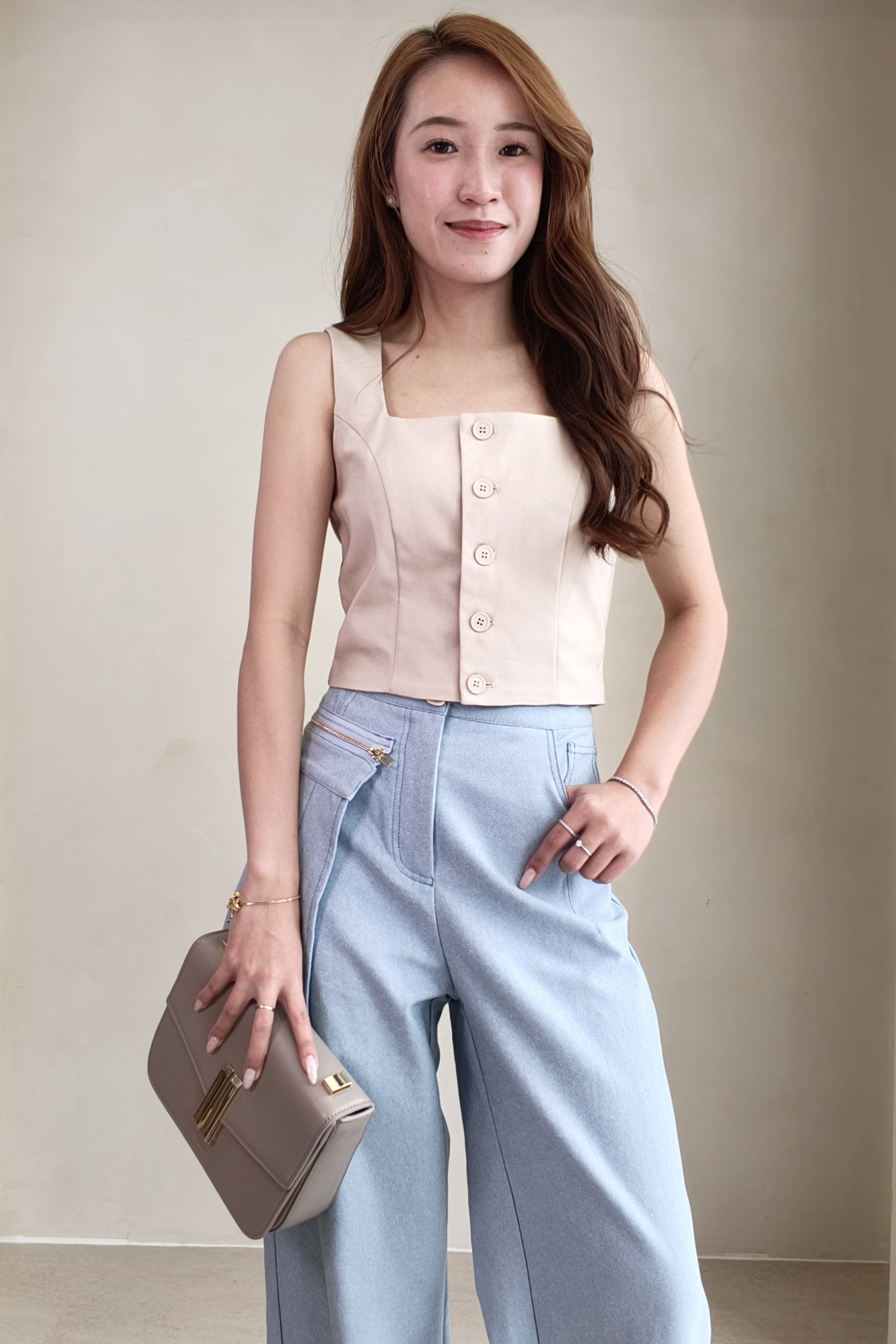 2057BP Sky Blue Utility Wide-Leg Pants