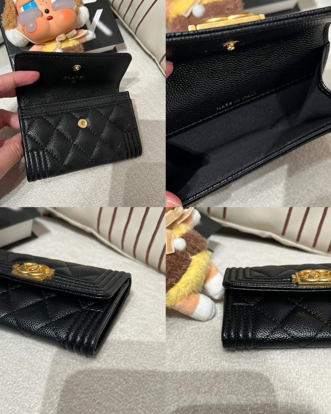 Chanel boy card holder 黑色荔枝牛皮 100%Authentic,99%New ✅chip✅塵袋✅盒