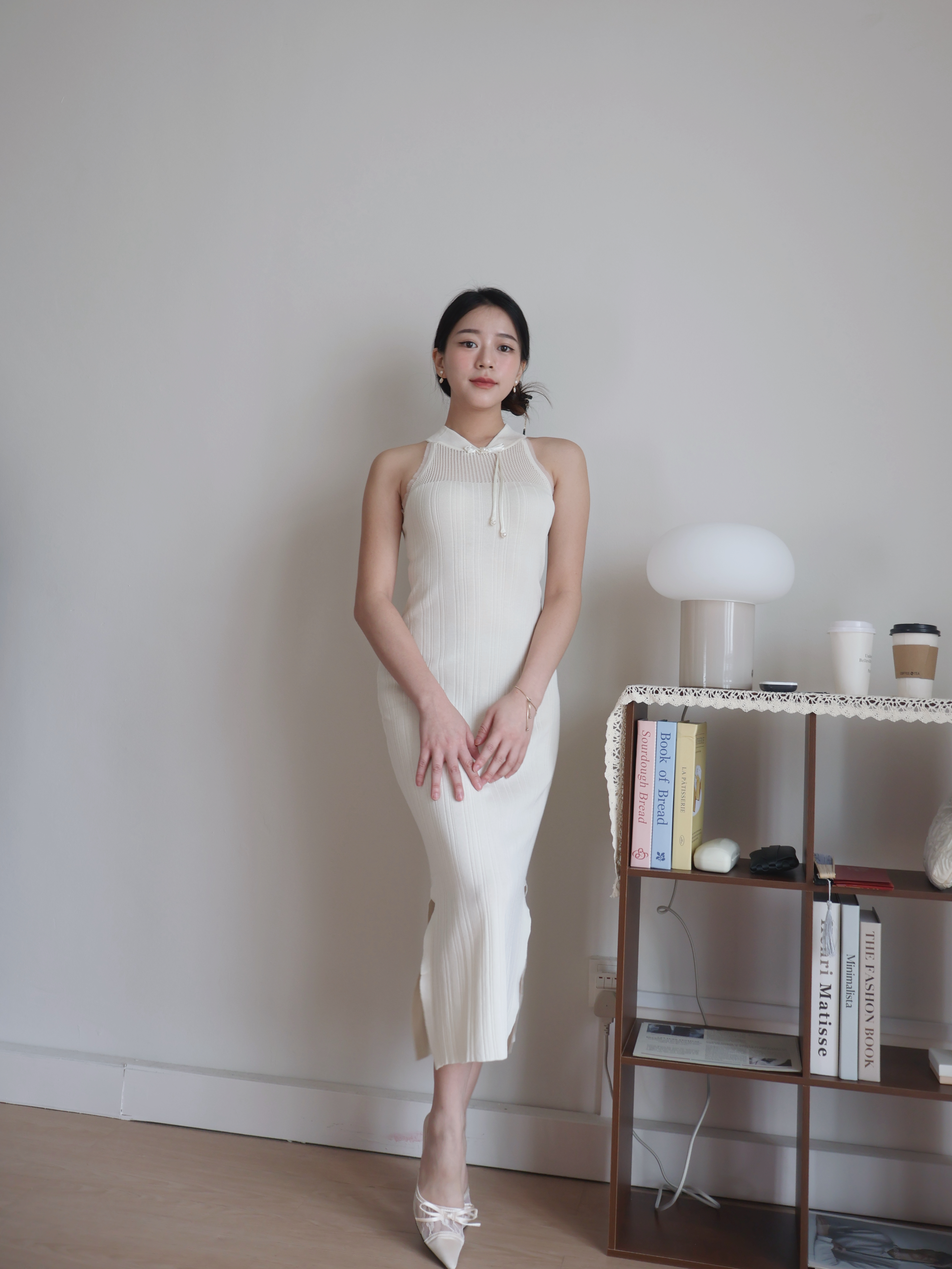 Qin Knitted Cheongsam | Cream