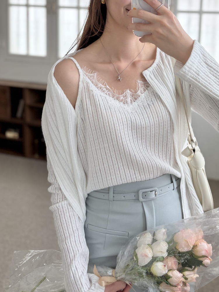 [假兩件] Lumiere Lace Layered Top (White)
