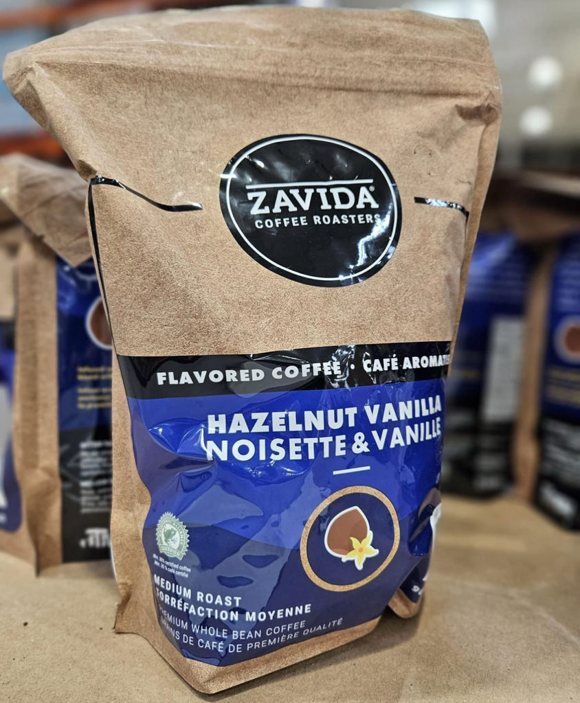 加拿大直送 Zavida Hazelnut Vanilla Whole Bean Coffee  榛子呍呢拿優質全豆咖啡大大包2磅裝