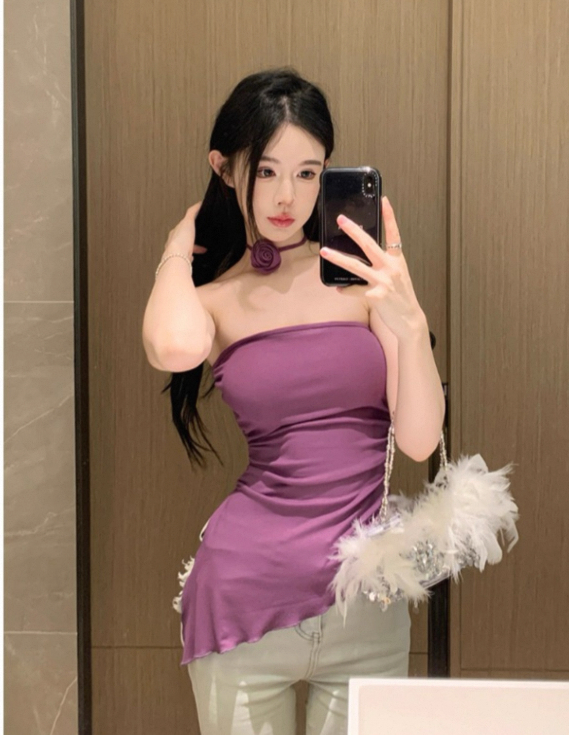 TP266无肩带抹胸上衣