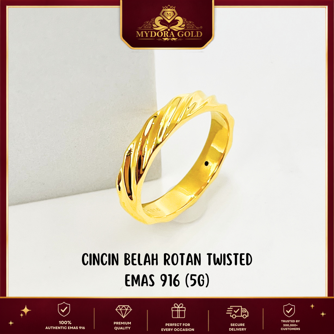 MYDORA Cincin Belah Rotan Twisted (5G) l EMAS 916/22K