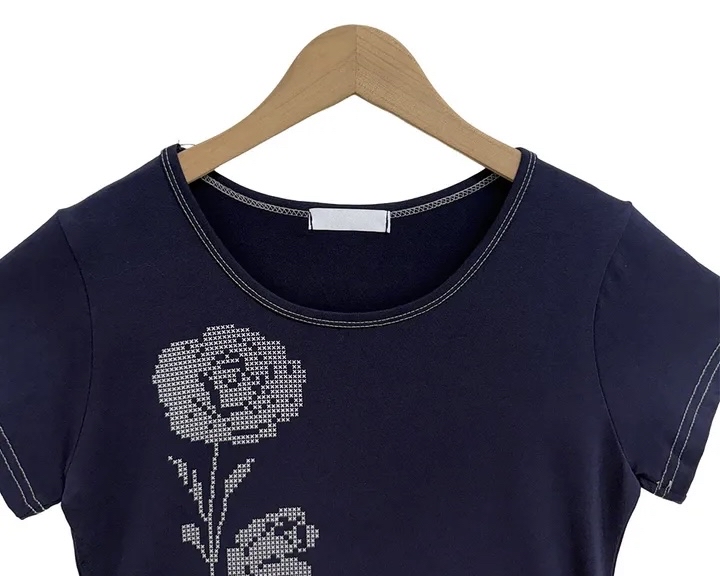Pixel Rose Graphic Short Sleeve Top