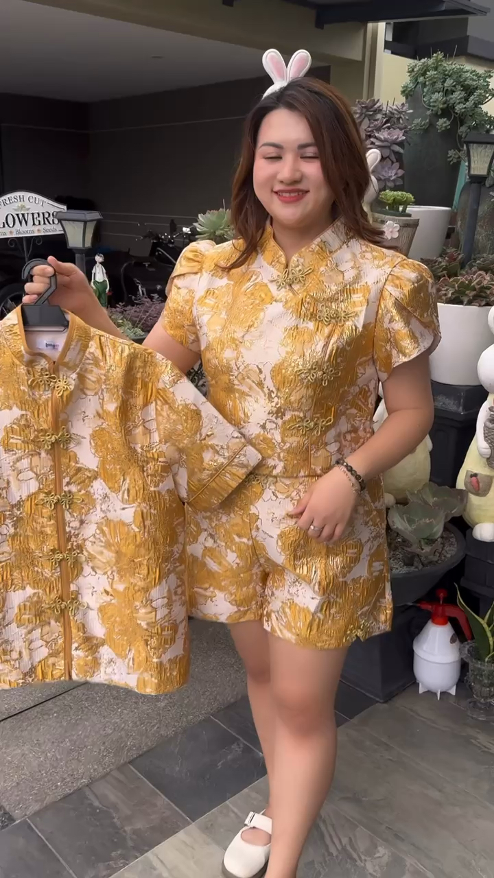 R04(R04) 独家款男装CNY高级感金丝提花前排盘扣金上衣