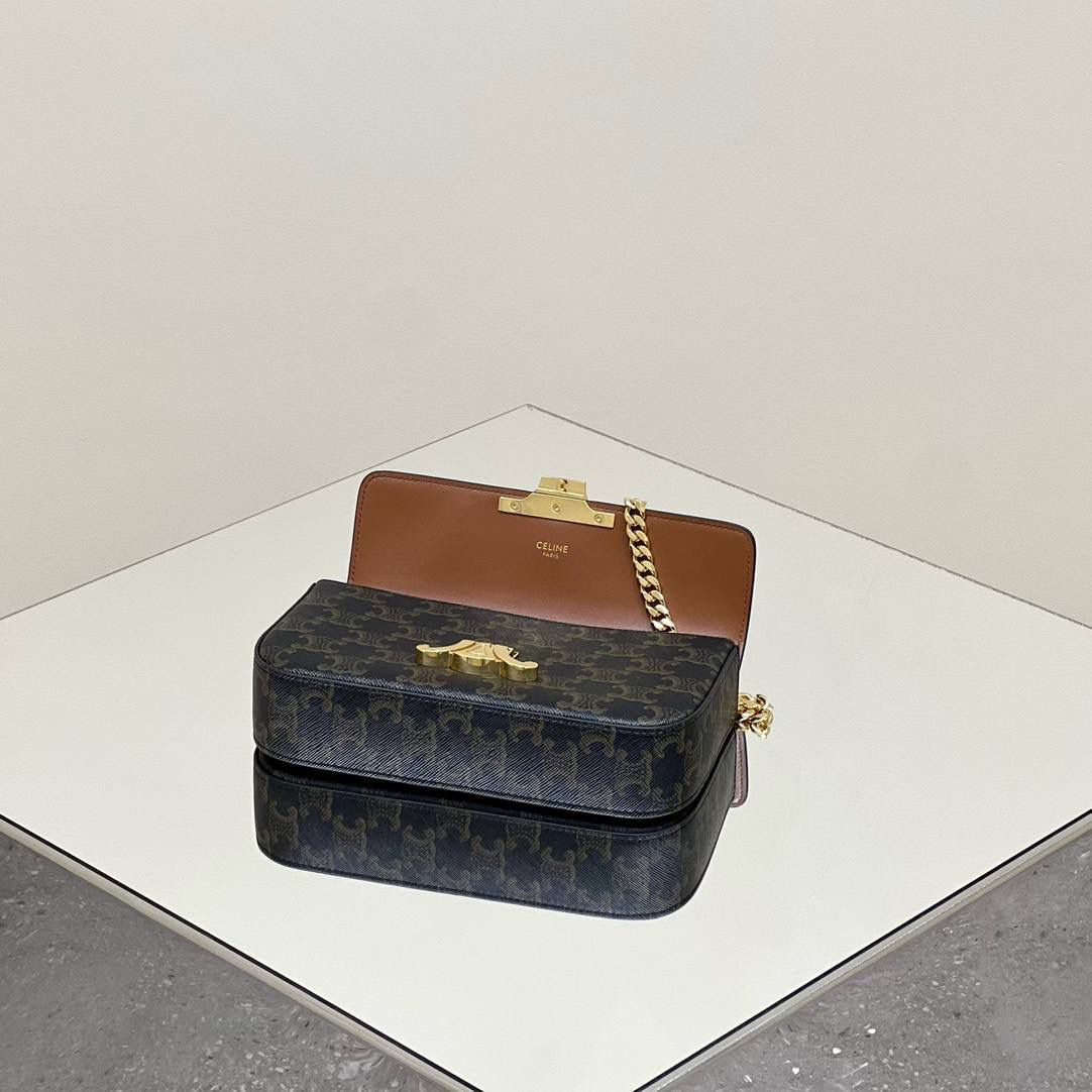 🔥大货实拍图 𝗖𝗘𝗟𝗜𝗡𝗘 ♥ 𝗧𝗥𝗜𝗢𝗠𝗣𝗛𝗘链条腋下包 型号：197992 尺寸：20.5*10.5*4cm