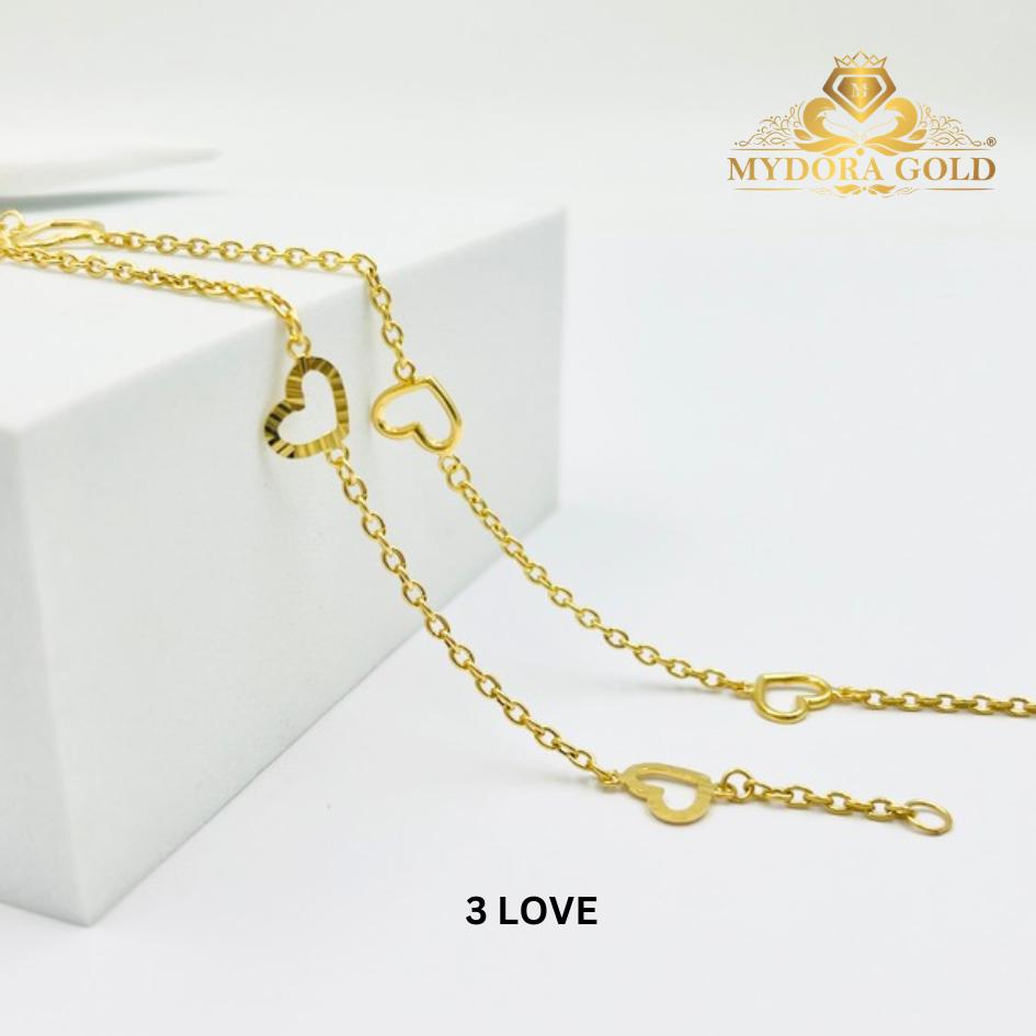 MYDORA Rantai Tangan Sauh + Love Bingkai l EMAS 916/22K