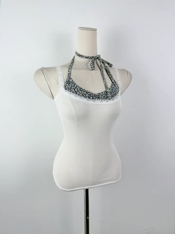 Leopard Patchwork Halter Cami Top