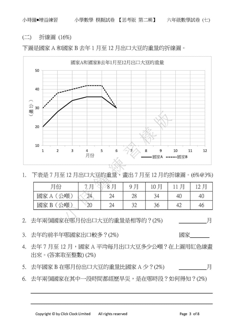 模擬試卷 (六年級)