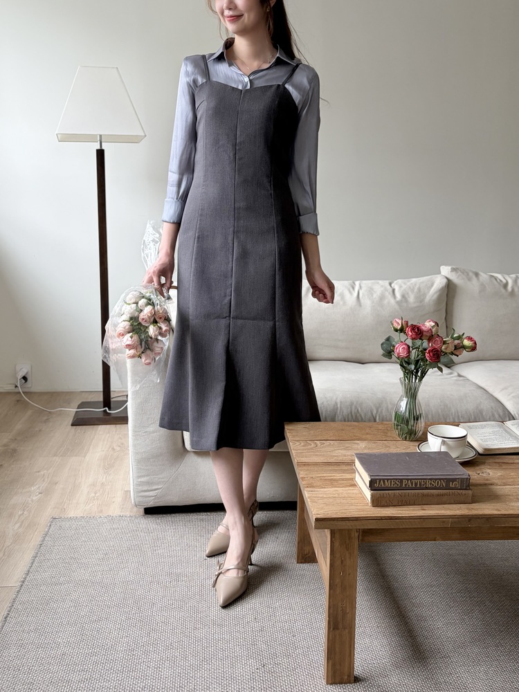 Contour Slip Dress (Grey)