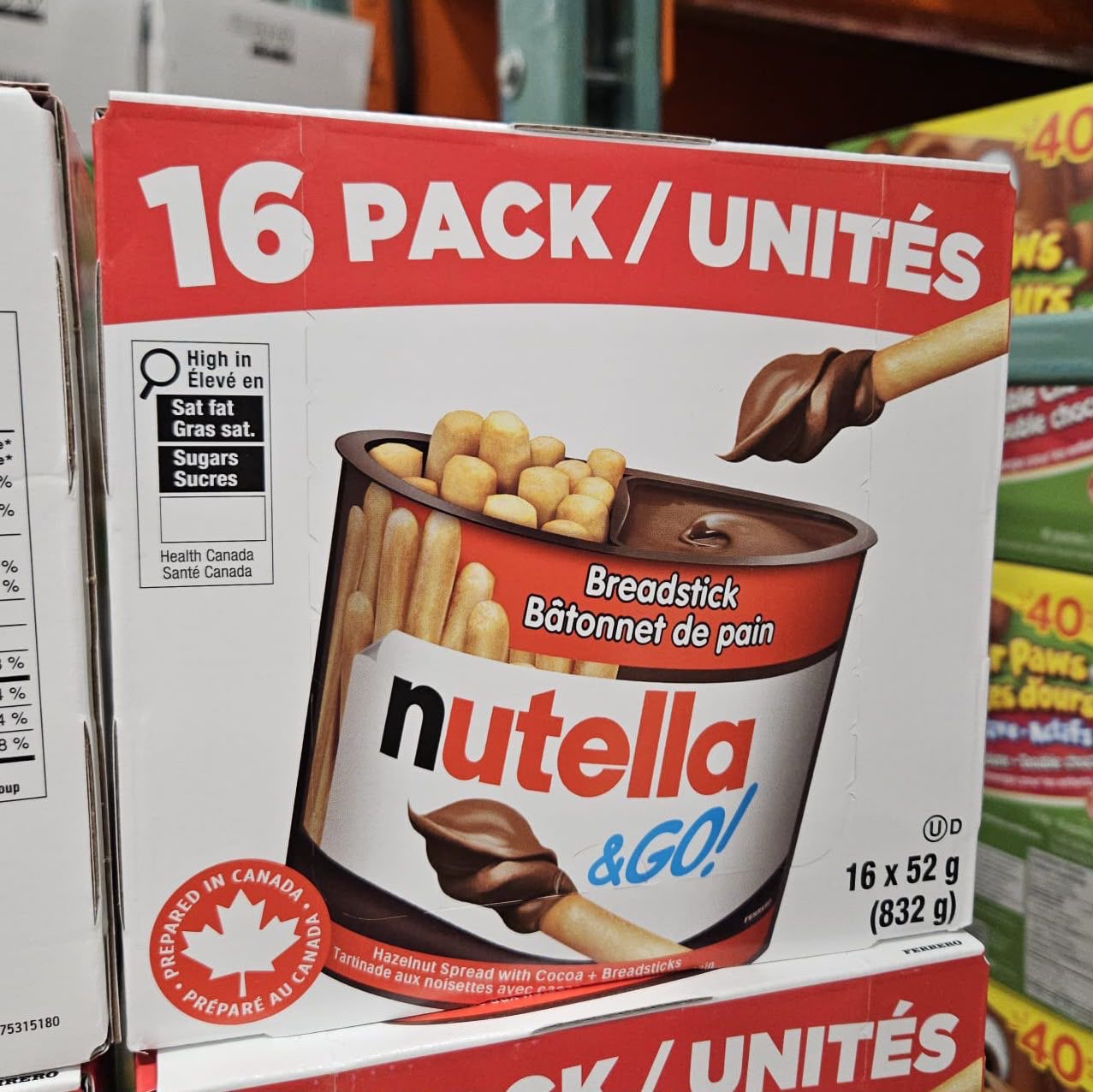加拿大直送  *Nutella & GO! 榛子朱古力醬配餅乾脆條(16 x 52g)* 