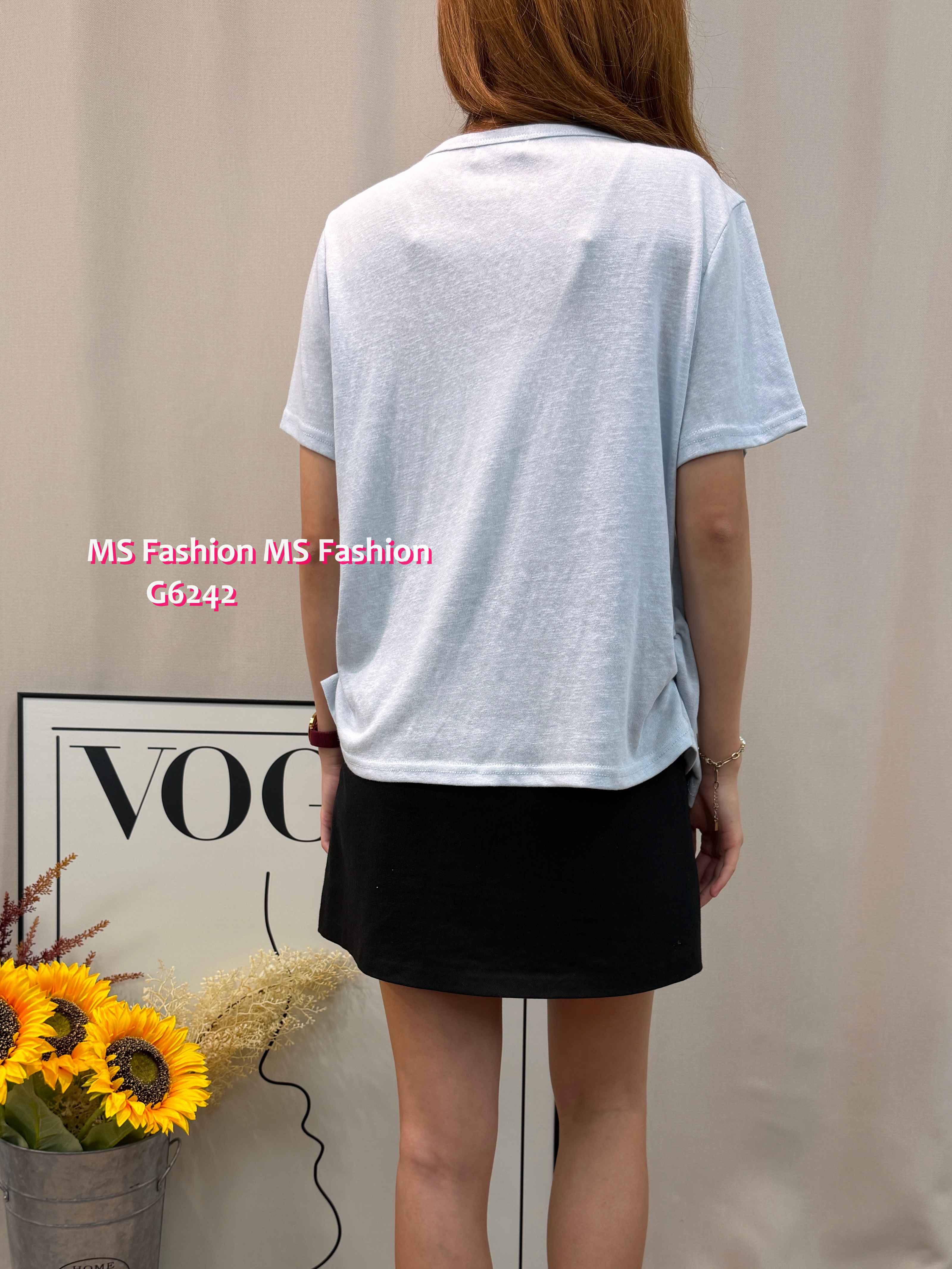 G6242 拼色假兩件top