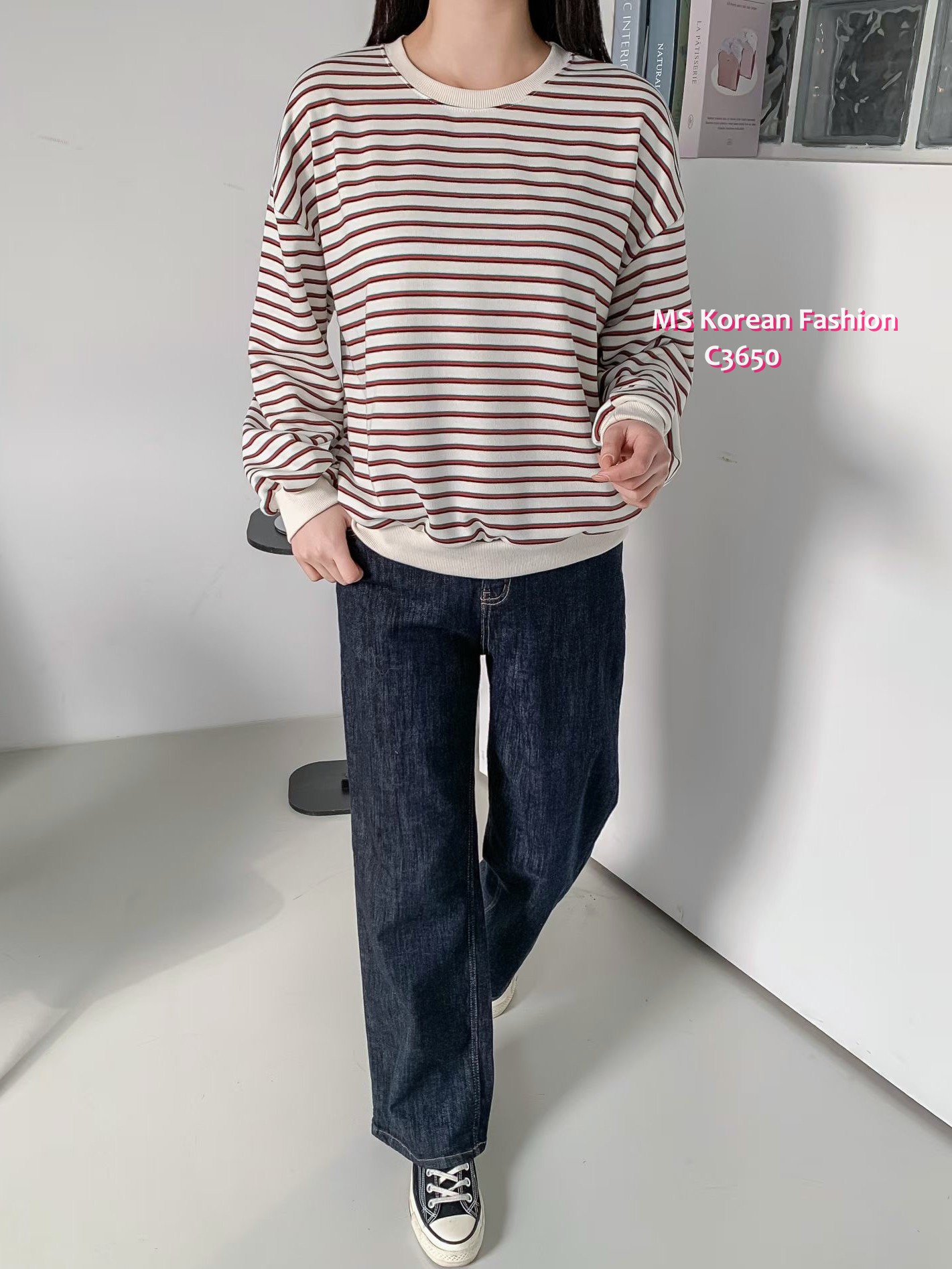 C3650 韓國🇰🇷靚色橫間top