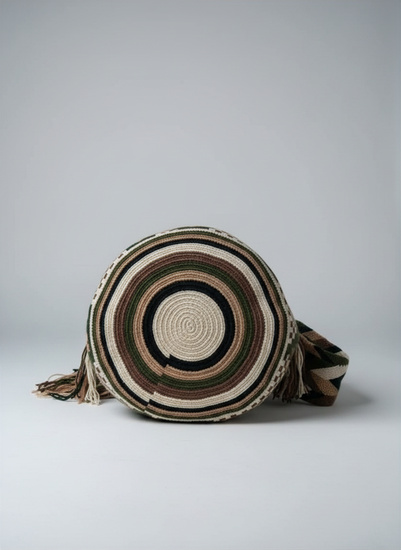 【背得起嘅藝術品】哥倫比亞正宗 Wayuu Mochila 手工民族編織袋  [預計 : 6月中至尾發貨] (PO-WY-BGEGRN-G06)