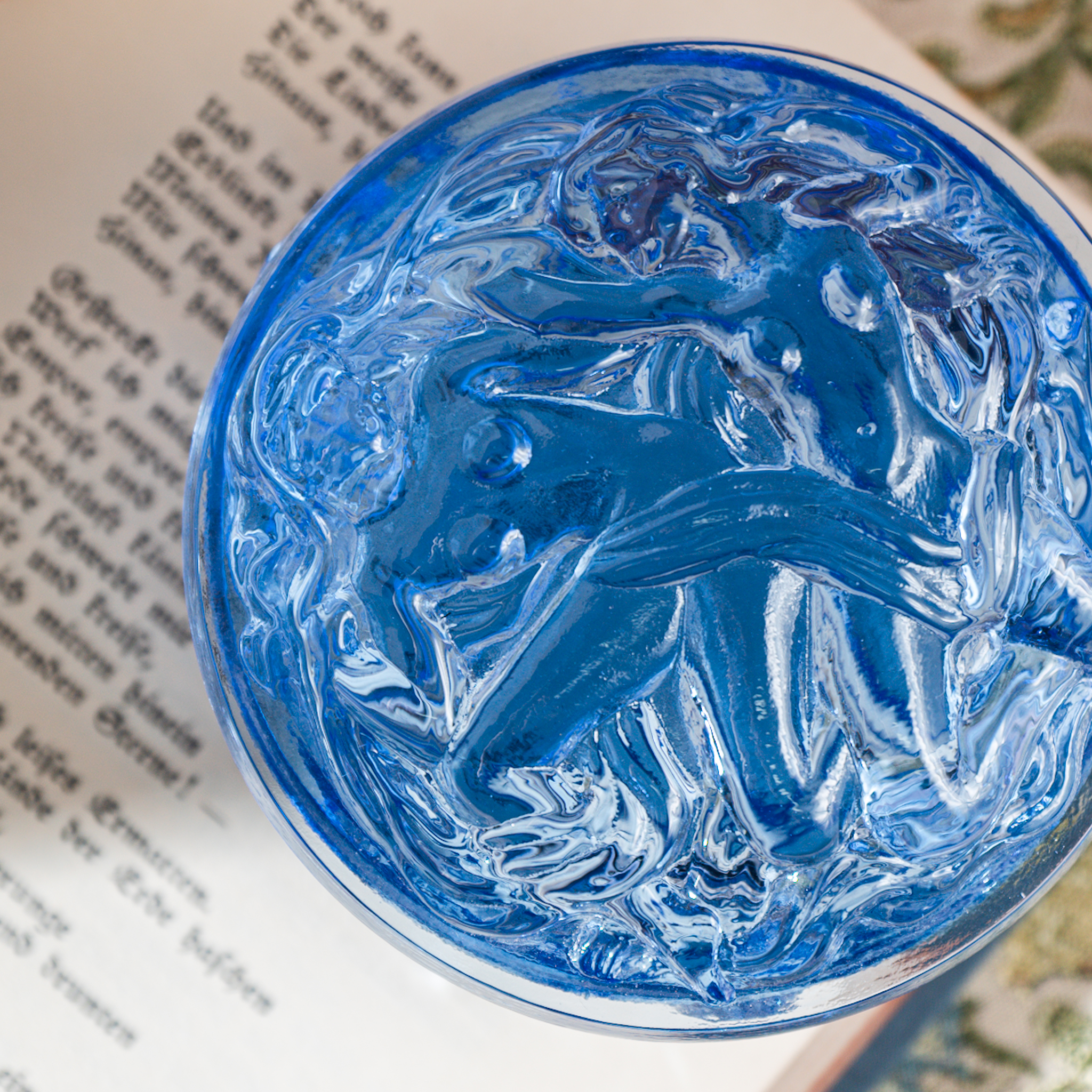 Rare! 1960s New Old Stock West German Nude Goddess 3D Sculpture Blue Glass Trinket Box(MZ017)