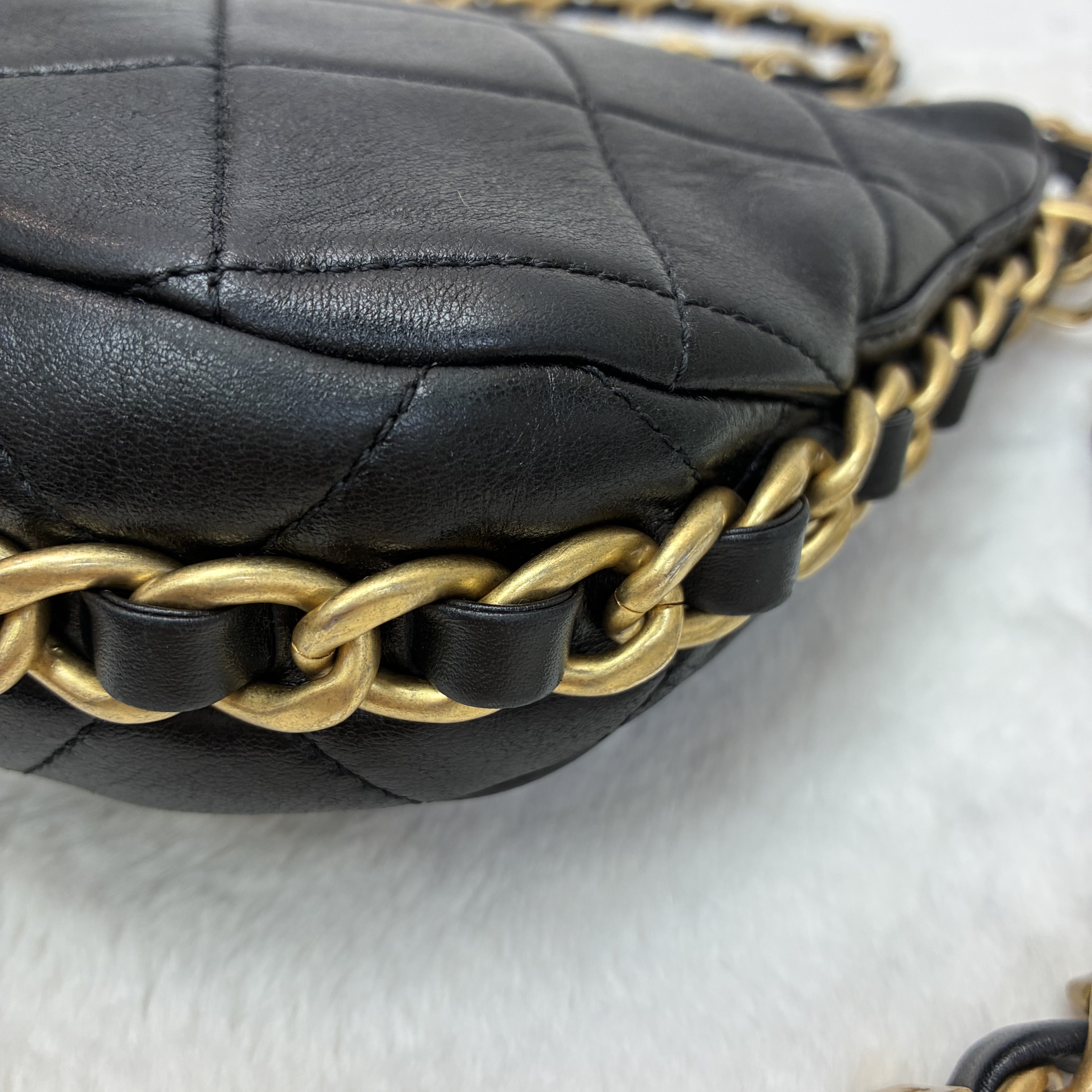 Chanel 23K 皮穿拉鍊單肩包 可調節