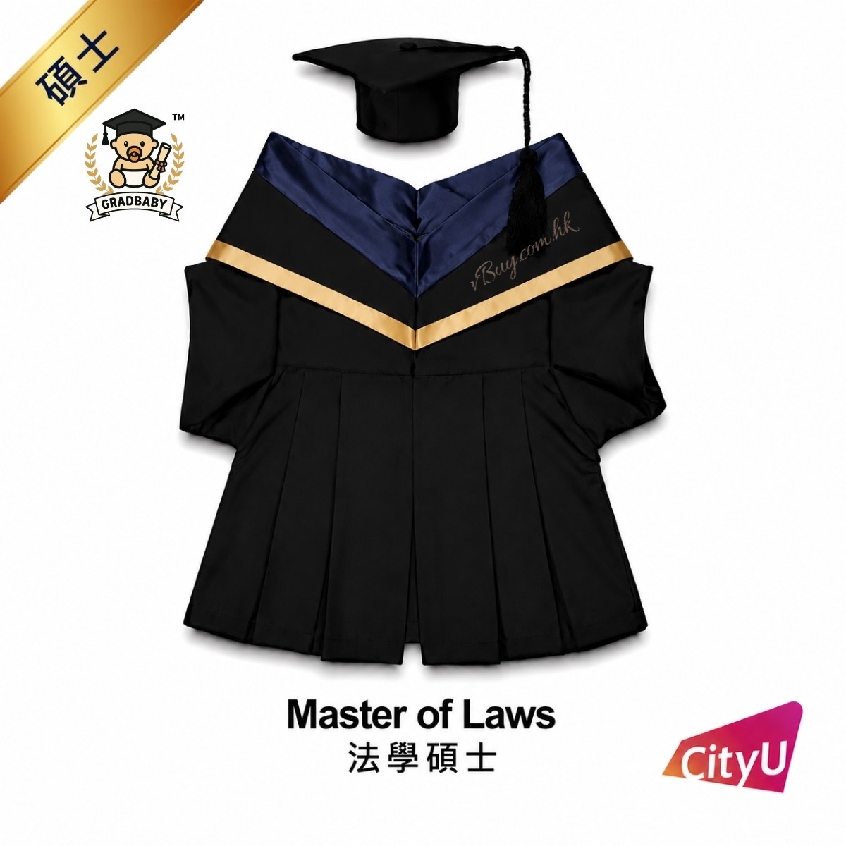 城大CityU公仔畢業袍-法學碩士/法律博士 可綉名/校名/年份/校章 公仔畢業袍 gradbaby 
