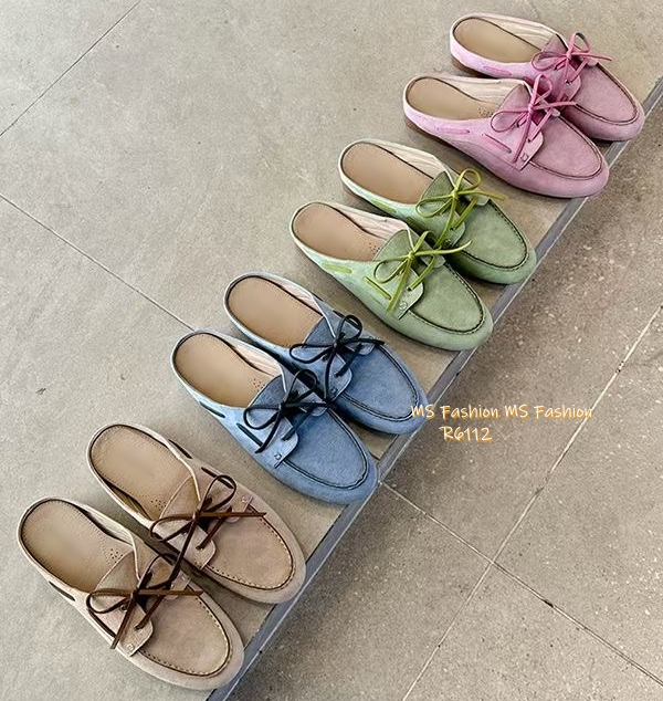 R6112 韓國🇰🇷真皮糖果色loafer後拖