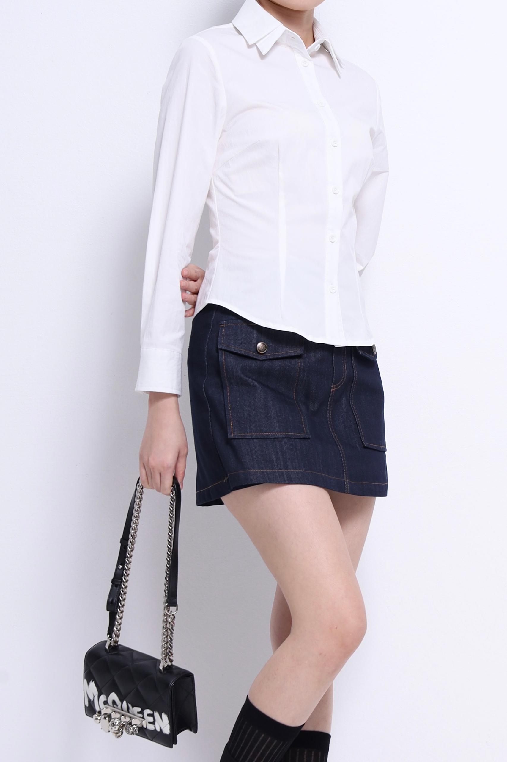 CB2708 DOUBLE LAPEL COLLAR SHIRT BLOUSE