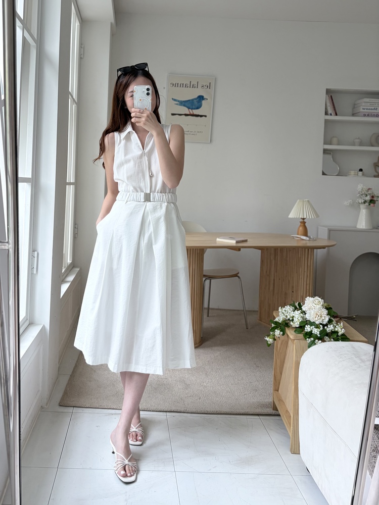 Jardin Belted Zip-Front Dress