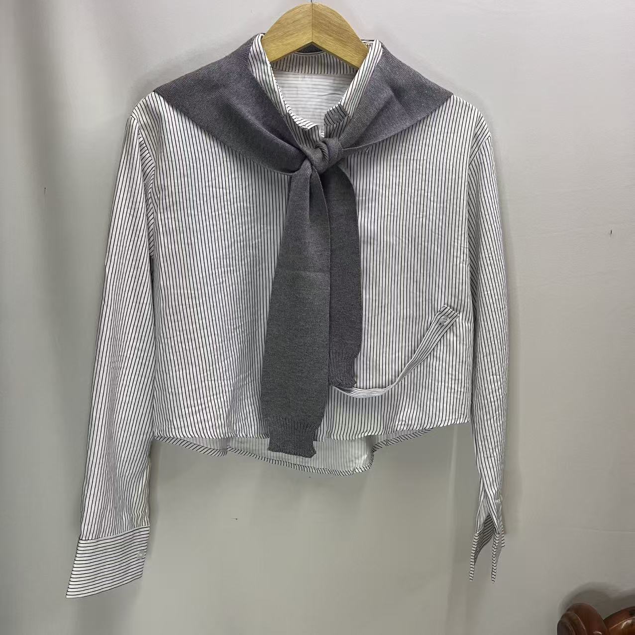 CC2007#82531 [Striped Faux Two-Piece Shirt] French Preppy–Inspired Design