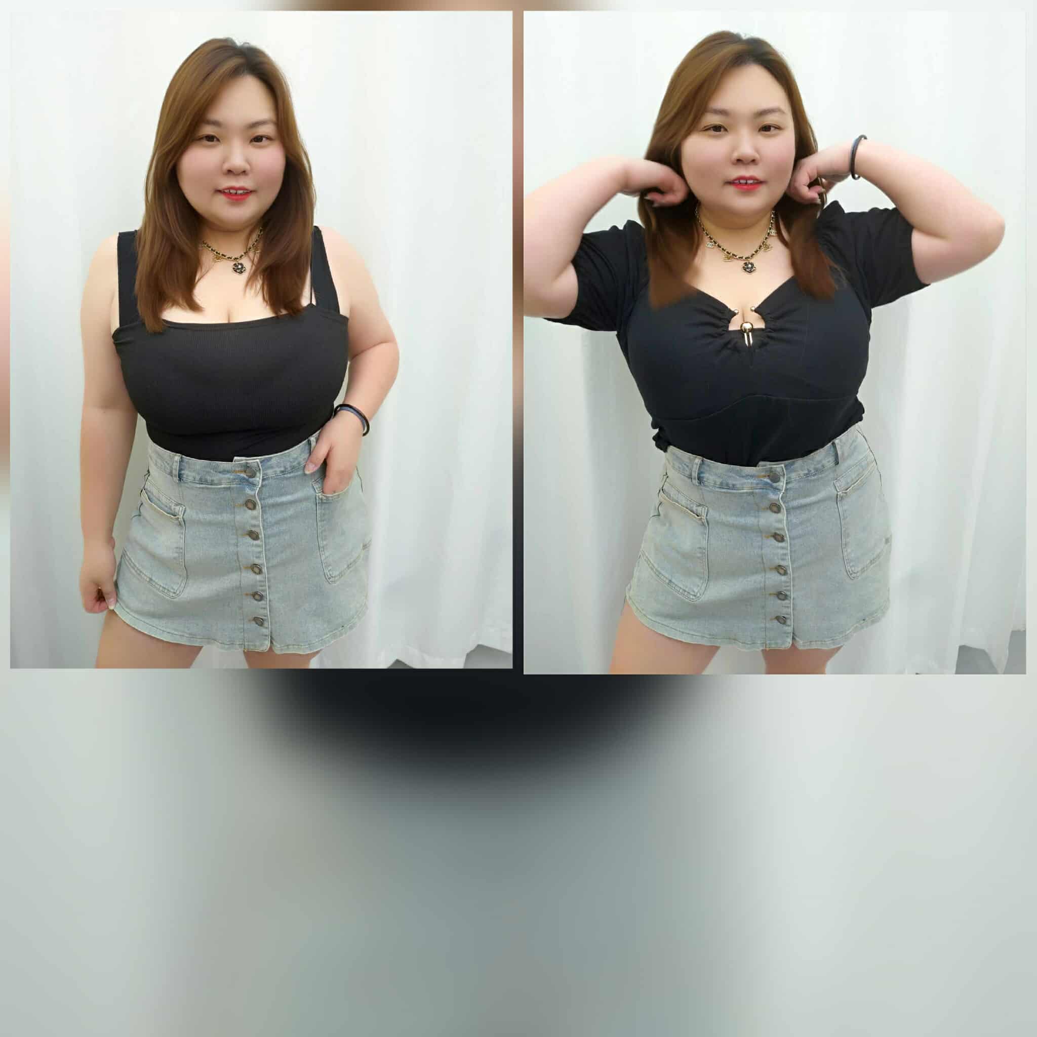 TW#1653 仿复古大口袋牛仔裤裙（前裙后裤）