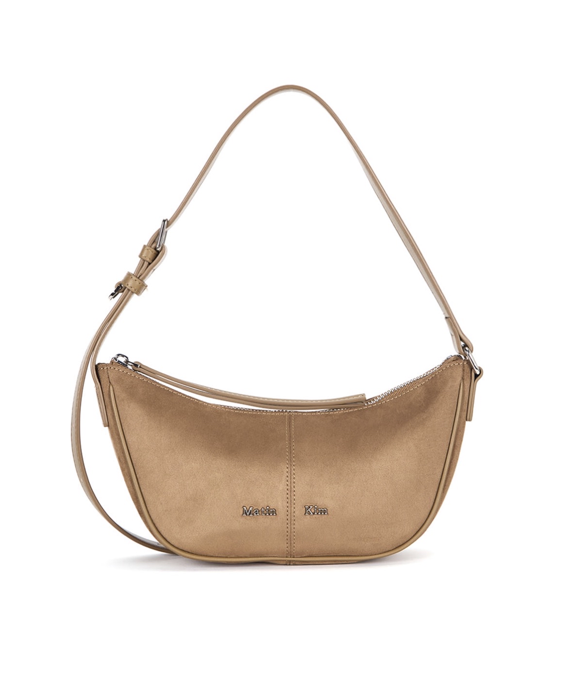 MATIN KIM 特價場 SUEDE MINI ARC HOBO BAG IN BEIGE