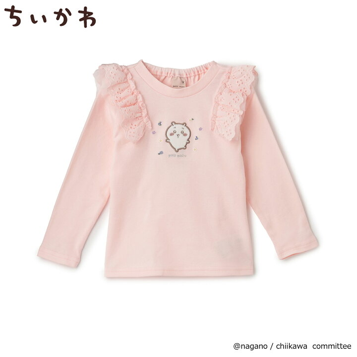 🇯🇵預訂 日本直送🇯🇵 Petit Main x Chiikawa系列三色人物刺繡貼花蕾絲花邊長袖上衣