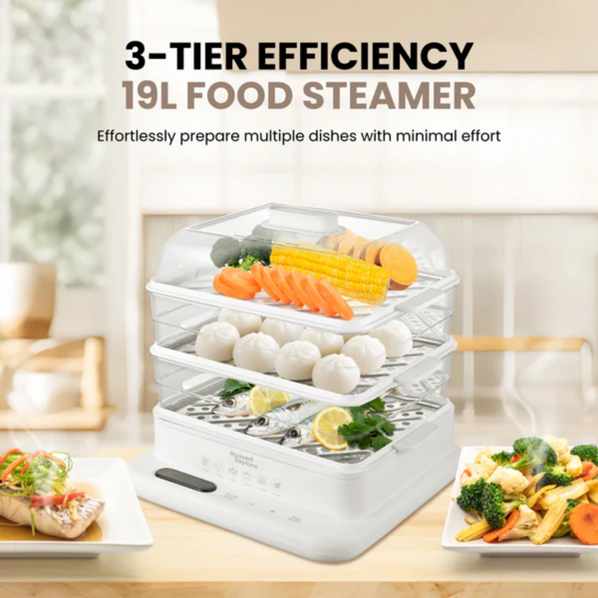 Russell Taylors 19L 3-Tier Food Steamer (MC30)