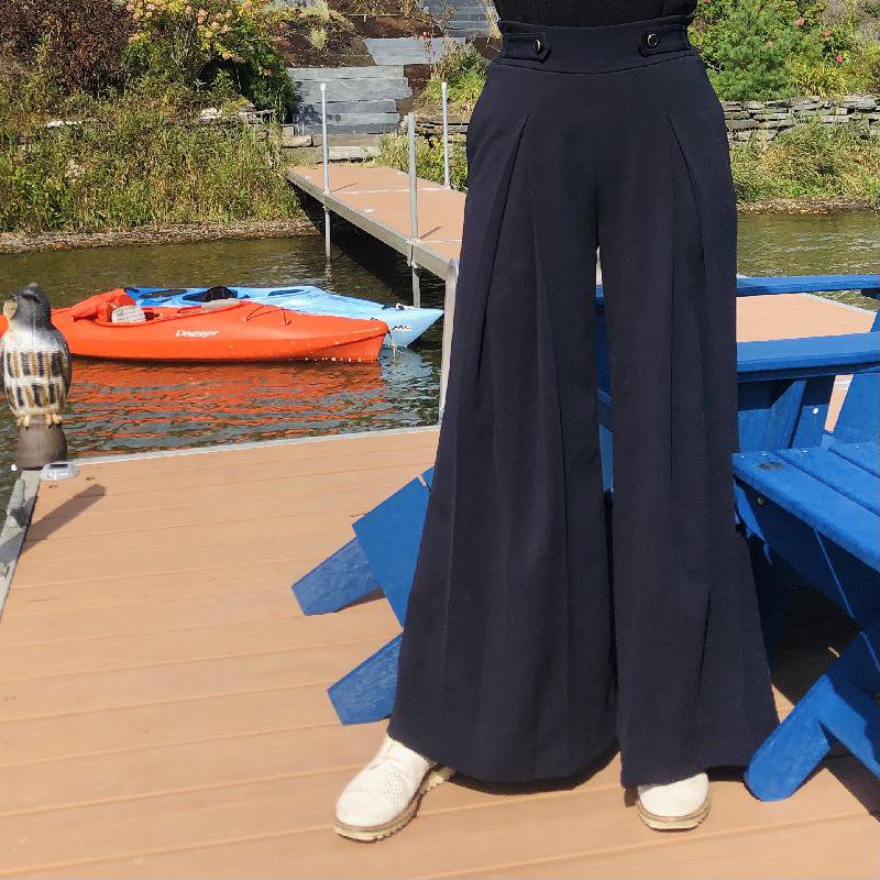 (SOLD OUT)1930s Betty Nautical Sailor Pants - Dark Navy Blue(FM142)