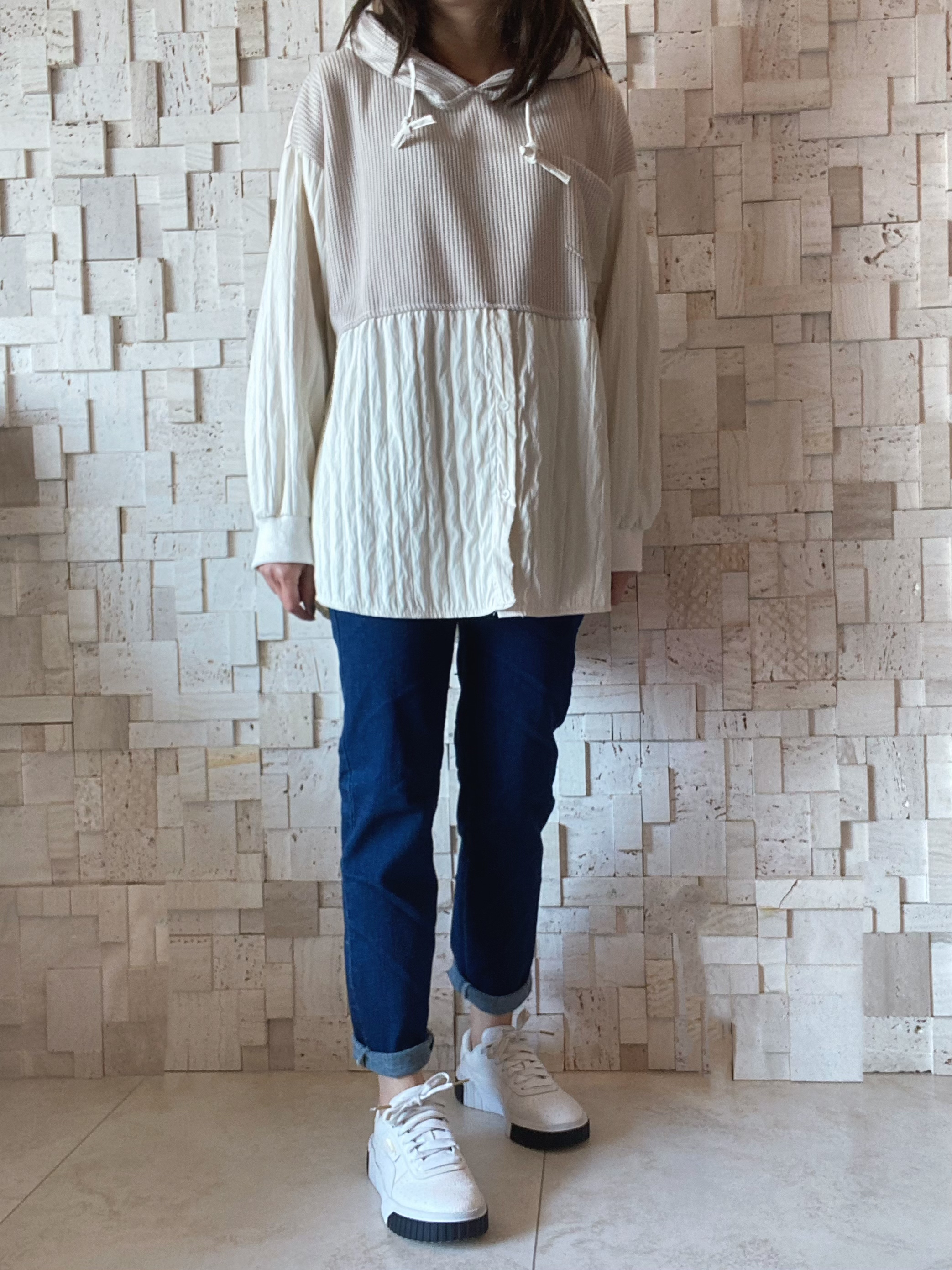 #2060 線棉拼皺布Top