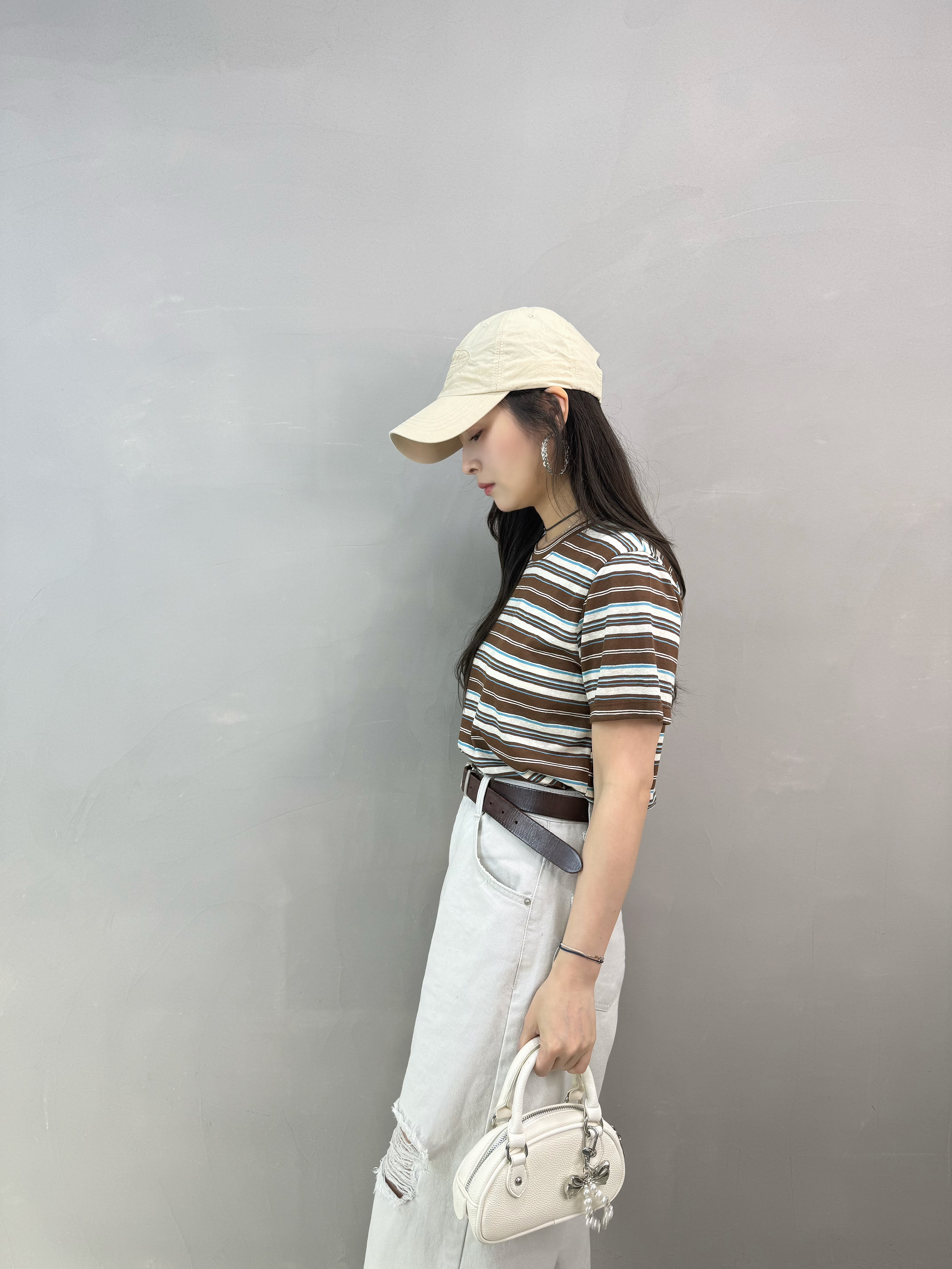 W75 拼色橫間涼爽Tee