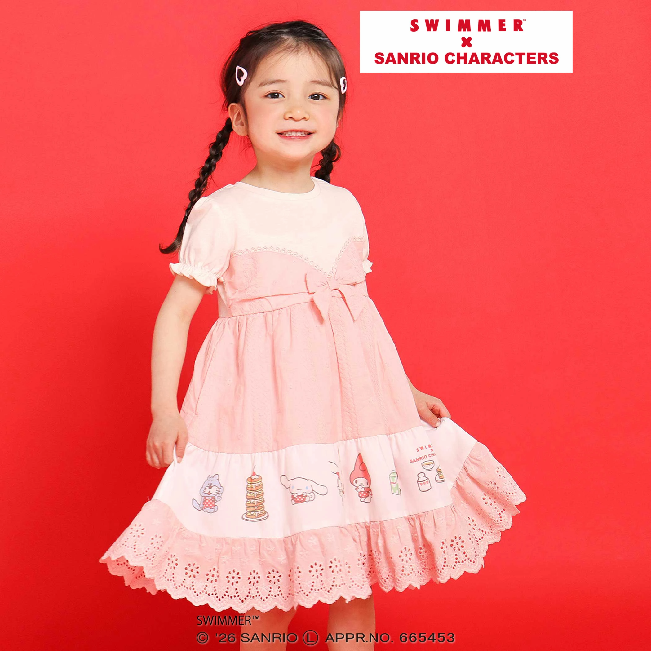 🆕【⭐訂購⭐】🌀 🇯🇵 日本直送 SWIMMER x #SanrioCharacters 泡泡袖 縷空蕾絲裙擺 連身裙［2款選］🌀 [ELCA-0264][260428]