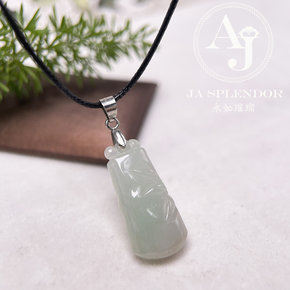 JN-527 天然翡翠A玉 竹報平安吊墜
