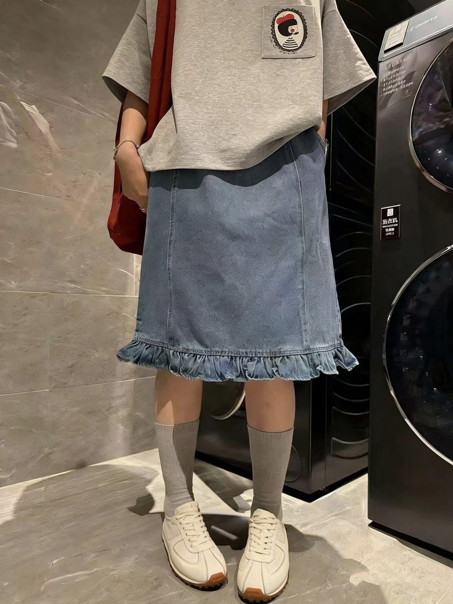 橡筋腰ruffle 腳牛仔Sk 