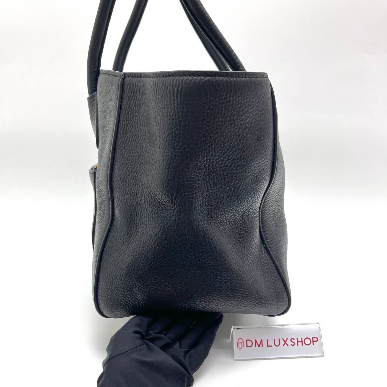 Prada Vitello Daino Black Leather Tote Bag