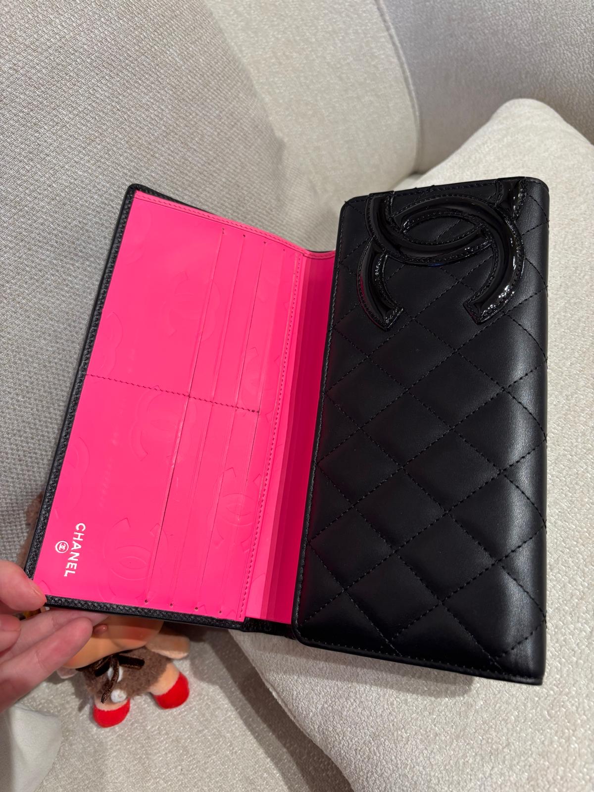 未使用品 Chanel cambon fold wallet calfskin 黑色牛皮絕版長銀包 100%Authentic, Unused ✅Card✅Box