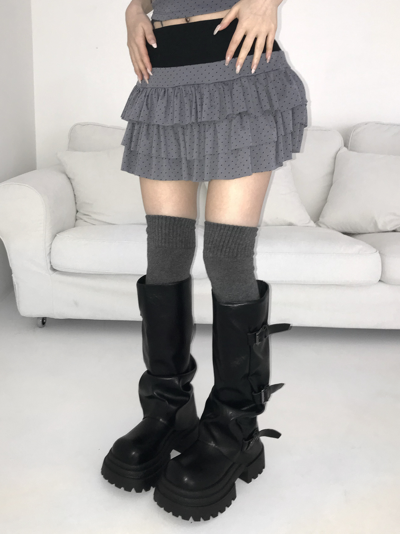 Ruffle Polka Dot Mini Skirt